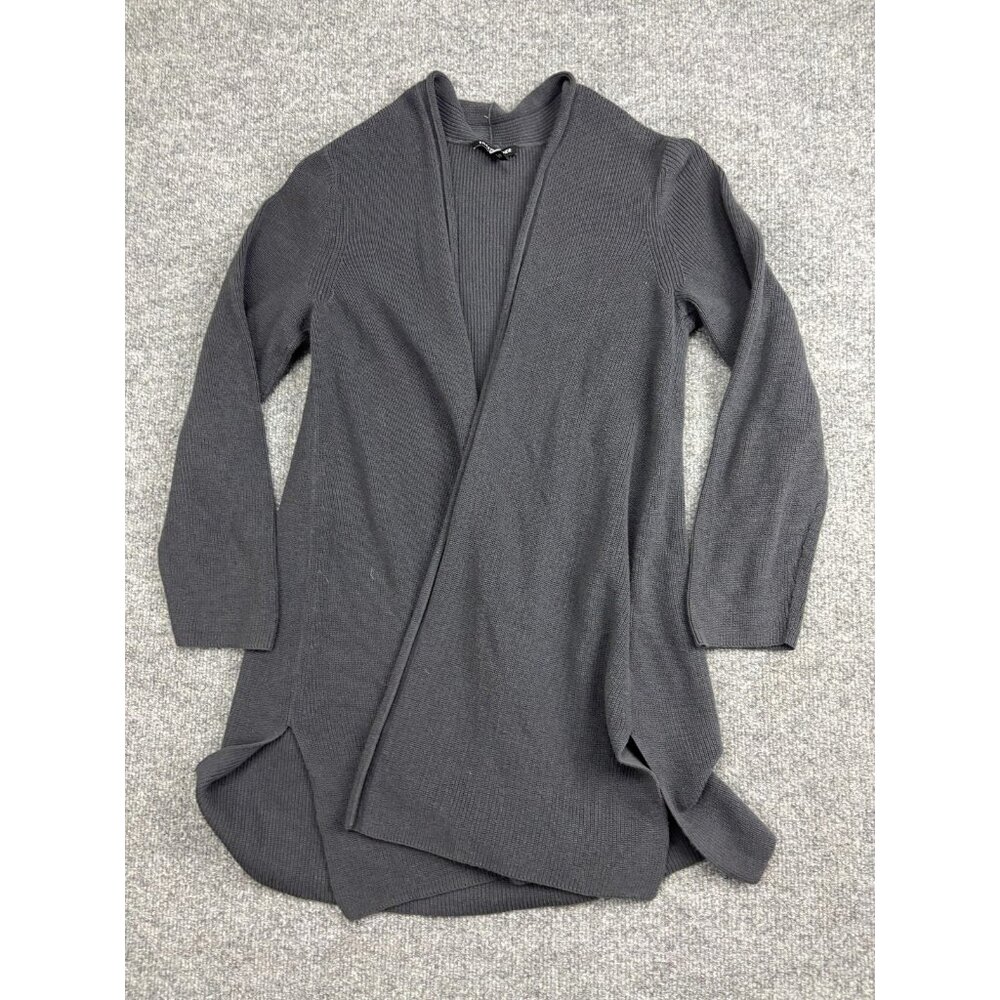 Eileen Fisher Cardigan Sweater Womens XS Gray 100% Organic Cotton Open Front